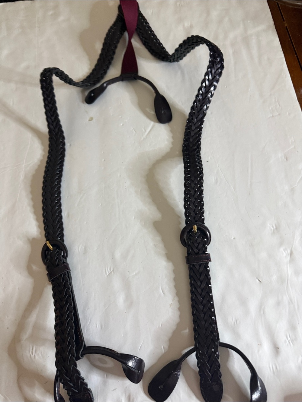 Men's y back Braided Leather Suspenders - Black
